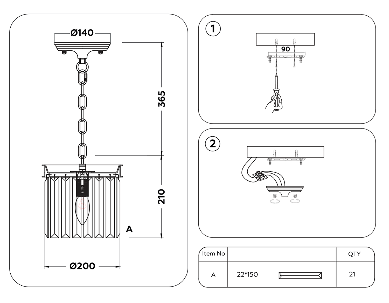 Подвесной светильник с хрусталем TR5102 CH/TI хром/янтарь E14 max 40W D200*575
