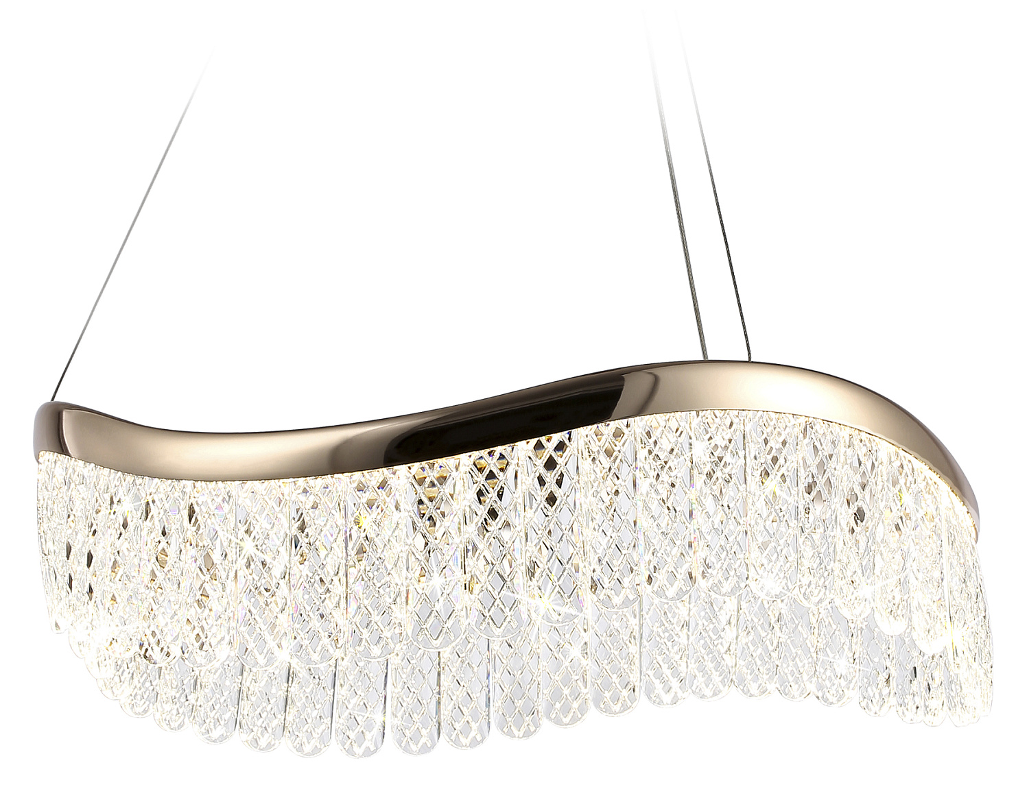 Подвесной светодиодный светильник с хрусталем TR49717 GD золото 34W 3000K/4200K/6400K D500*1010 (Без ПДУ)