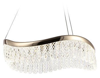 Подвесной светодиодный светильник с хрусталем TR49717 GD золото 34W 3000K/4200K/6400K D500*1010 (Без ПДУ)