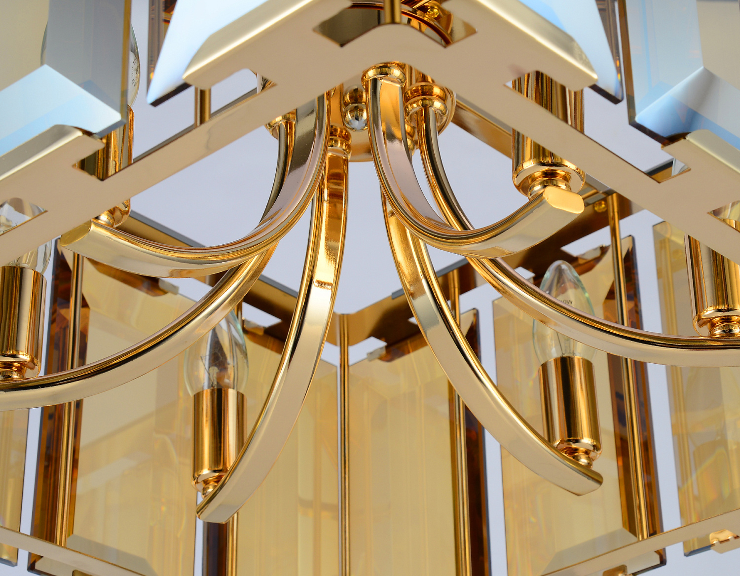 Подвесная люстра с хрусталем TR5149 GD/TI золото/янтарь E14/6 max 40W 500*500*1000