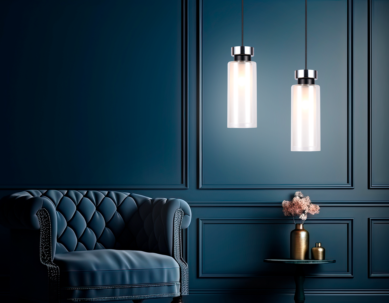 Подвесной светильник со сменной лампой TR3570 CH/FR хром/матовый E14 max 40W D100*1050