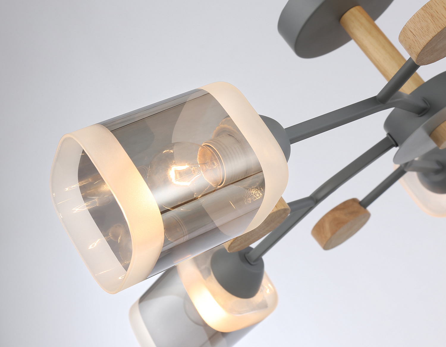 Подвесной светильник TR3033233/5 GR/LW/SM серый/светлое дерево/дымчатый E27*5 max 60W D700*180