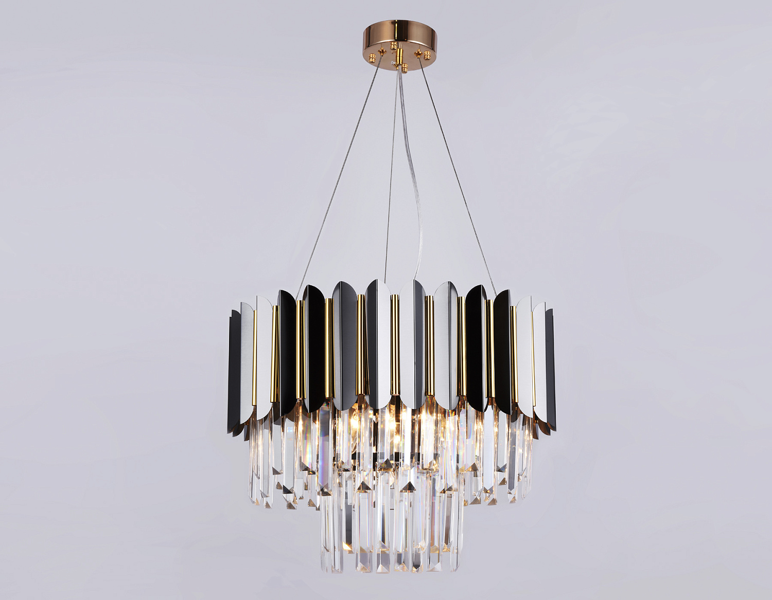 Подвесная люстра с хрусталем TR5297/7 DCH/GD черный хром/золото E14/7 max 40W D500*780