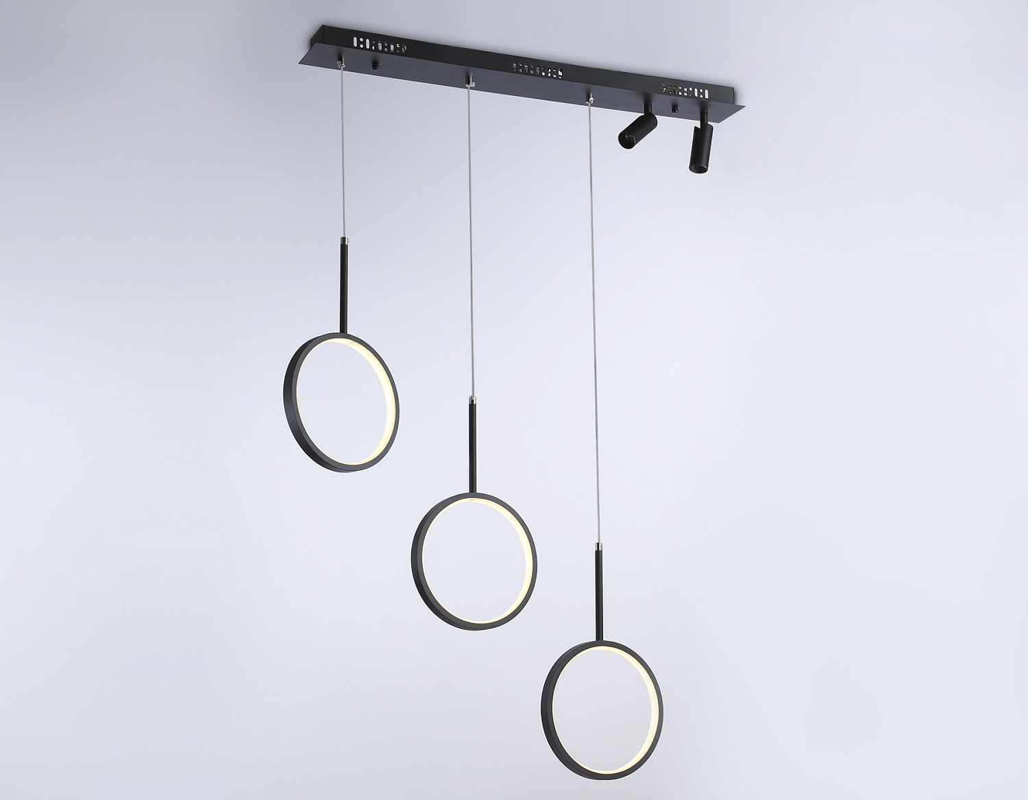 Подвесной светодиодный светильник с пультом FL5278/3+2 BK черный 59W 3000K/4200K/6400K+4200K 800*20*1200 (ПДУ ИК)