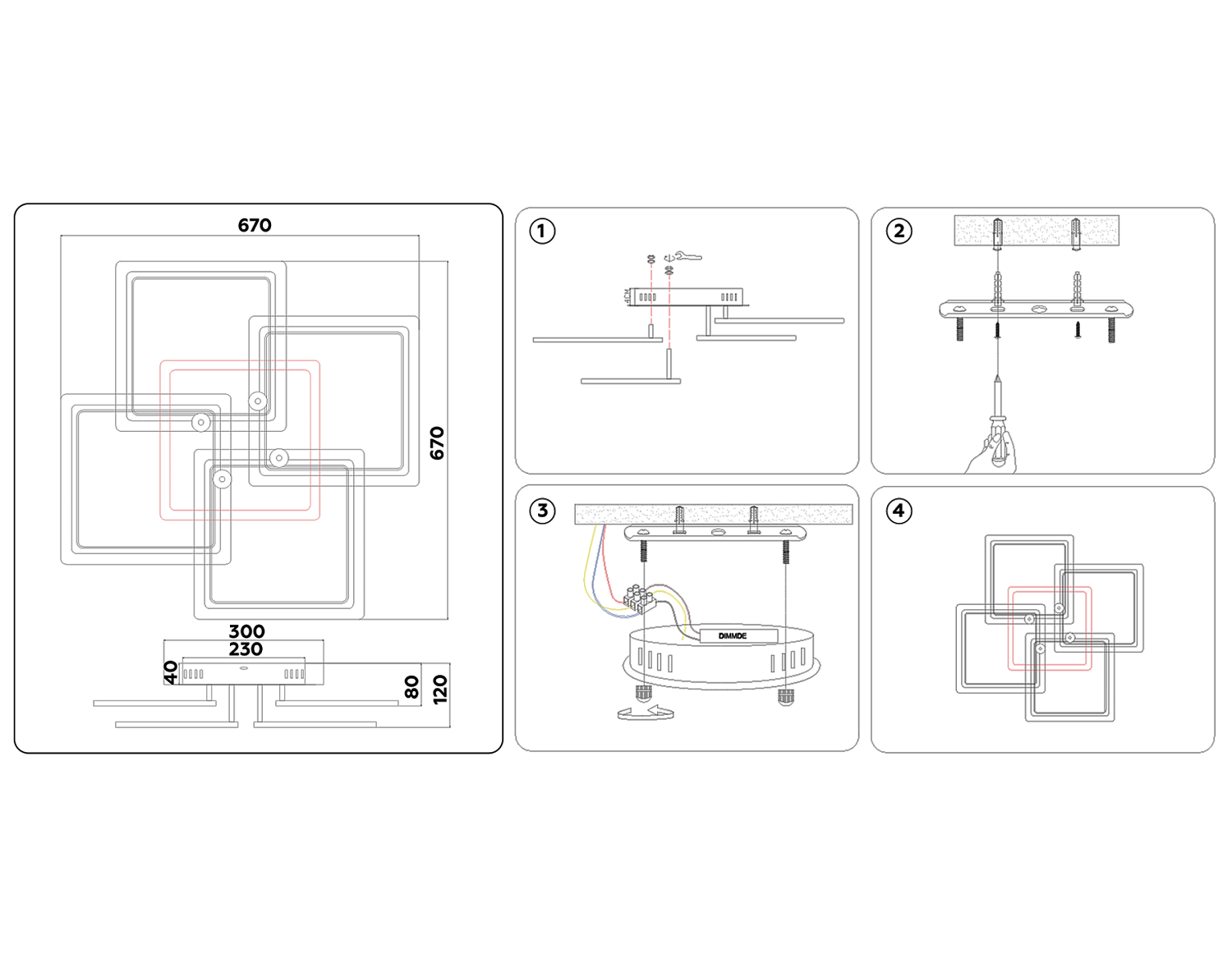 Потолочный светодиодный светильник с пультом FA537/4 WH белый 148W 670*670*120 (ПДУ РАДИО 2.4)