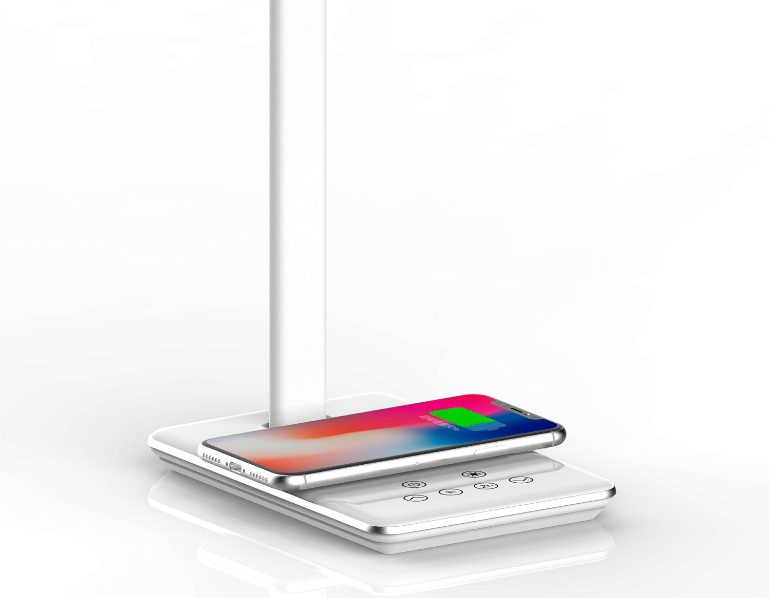 Светодиодная настольная лампа с беспроводной зарядкой и USB портом DE581 WH белый LED 2700-6400K 6W