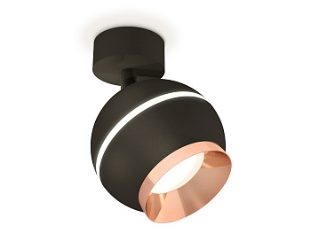 Комплект поворотного светильника с дополнительной подсветкой XM1102005 SBK/PPG черный песок/золото розовое полированное MR16 GU5.3 LED 3W 4200K