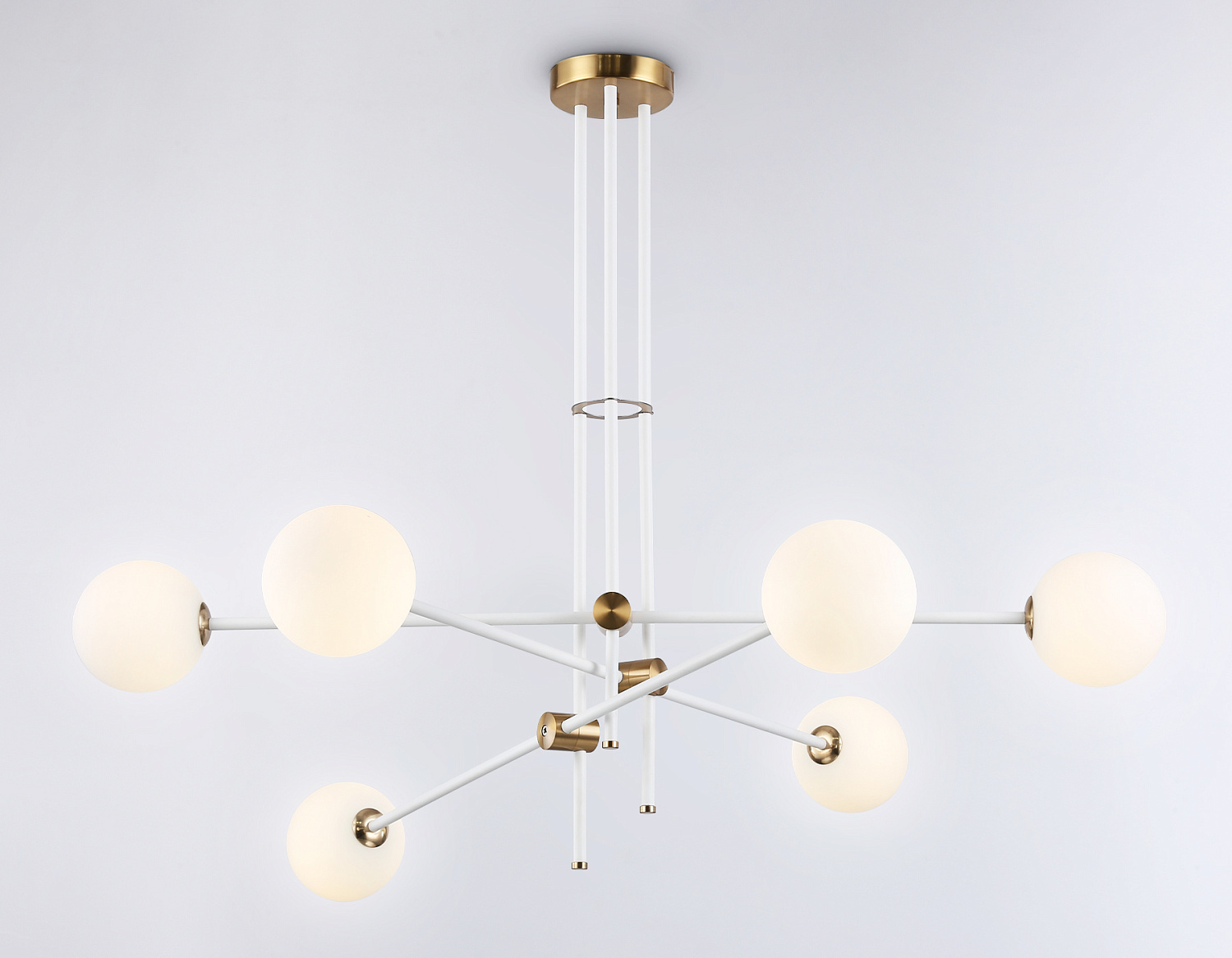 Подвесной светильник TR2521/6 WH/BS белый/латунь G9/6 max 10W D970*750