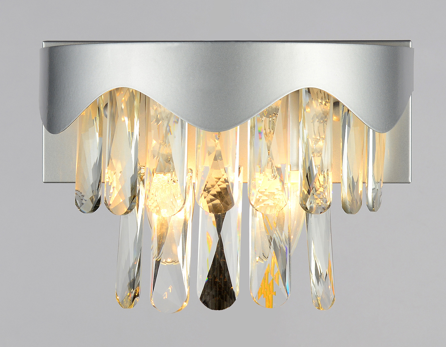 Настенный светильник с выключателем и хрусталем TR5090 SL/CL серебро/прозрачный E14/2 max 40W 260*180*150