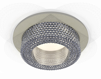 Комплект встраиваемого светильника с композитным хрусталем XC7623020 SGR/CL серый песок/прозрачный MR16 GU5.3 (C7623, N7191)