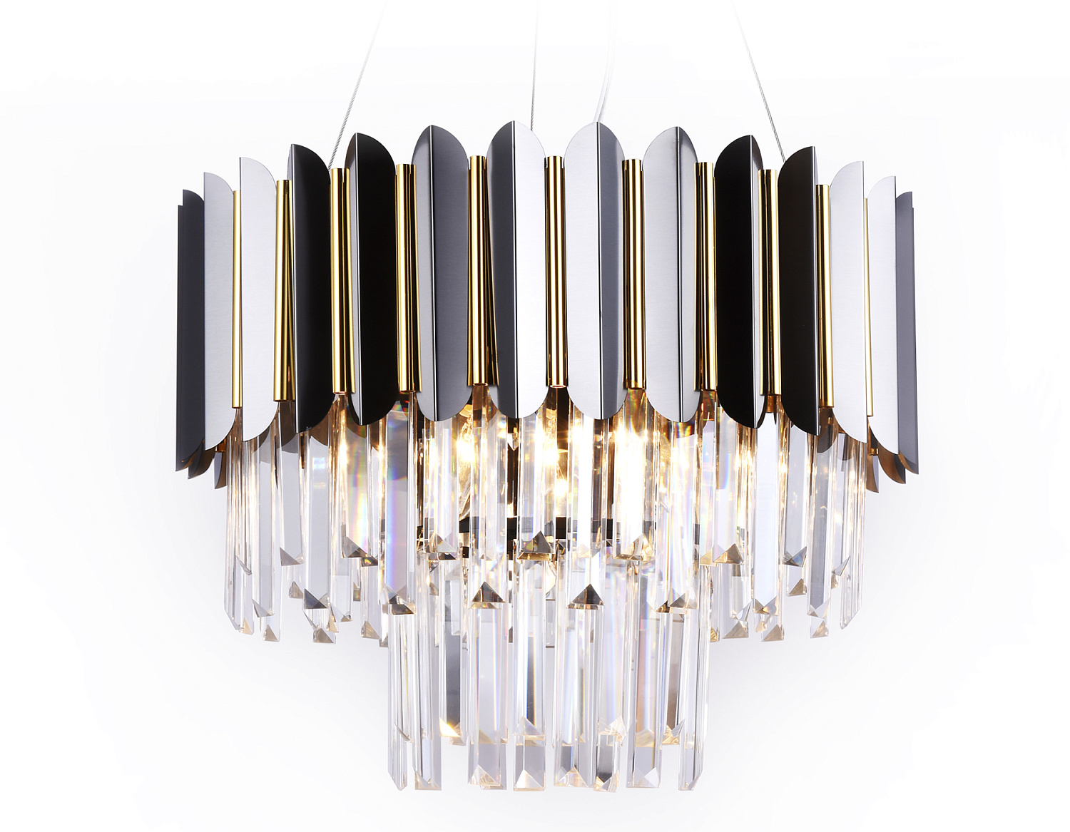 Подвесная люстра с хрусталем TR5297/7 DCH/GD черный хром/золото E14/7 max 40W D500*780