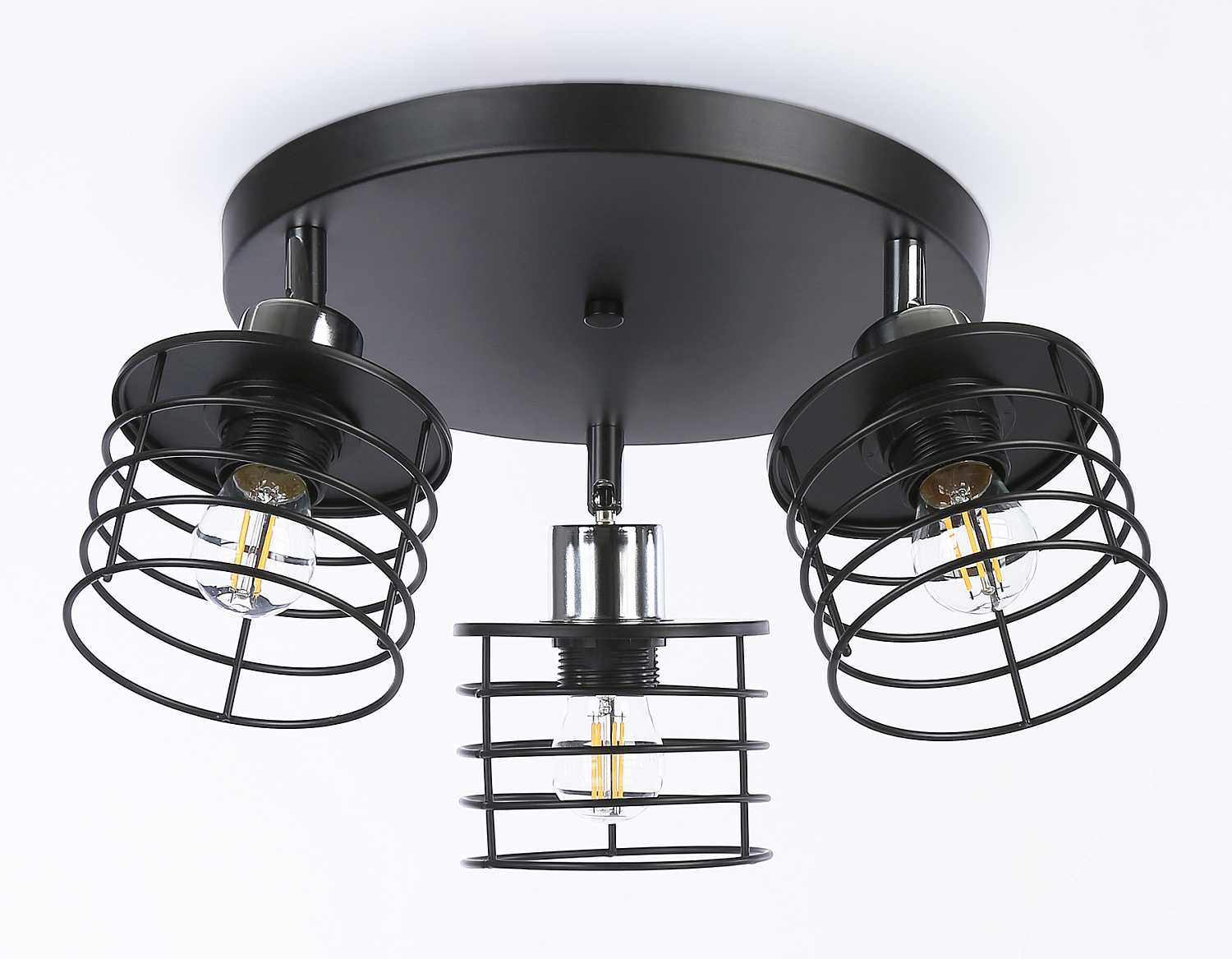 Настенно-потолочный спот в стиле лофт TR8092/3 BK/CH черный/хром E27*3 max 40W D372*190