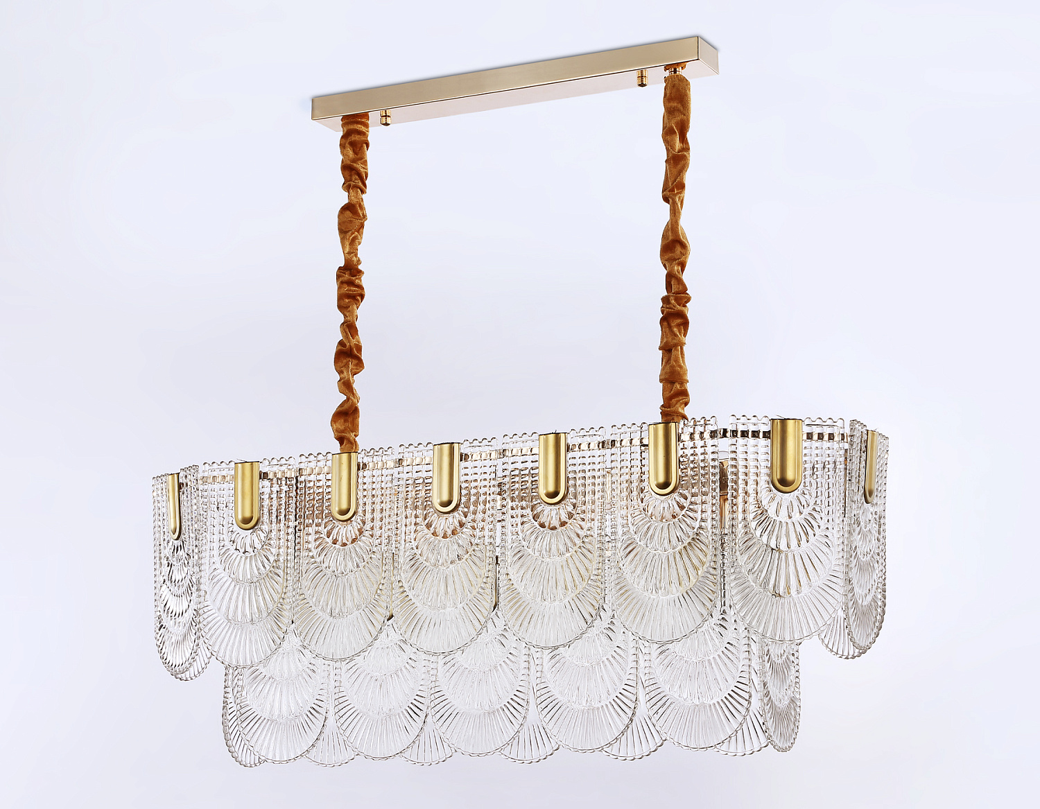 Подвесная люстра с хрусталем TR5389/12 GD/FR золото/белый матовый E27*12 max 40W 850*300*320