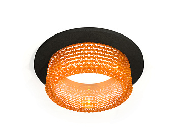 Комплект встраиваемого светильника с композитным хрусталем XC6513044 SBK/CF черный песок/голубой MR16 GU5.3 (C6513, N6154)