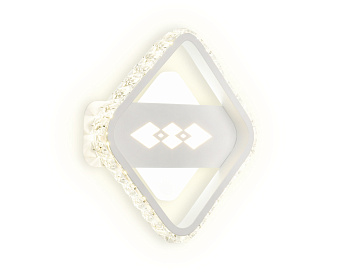 Настенный светодиодный светильник с хрусталем FA225 WH белый LED 6400K+3000K/4200K 24W 200*200*40