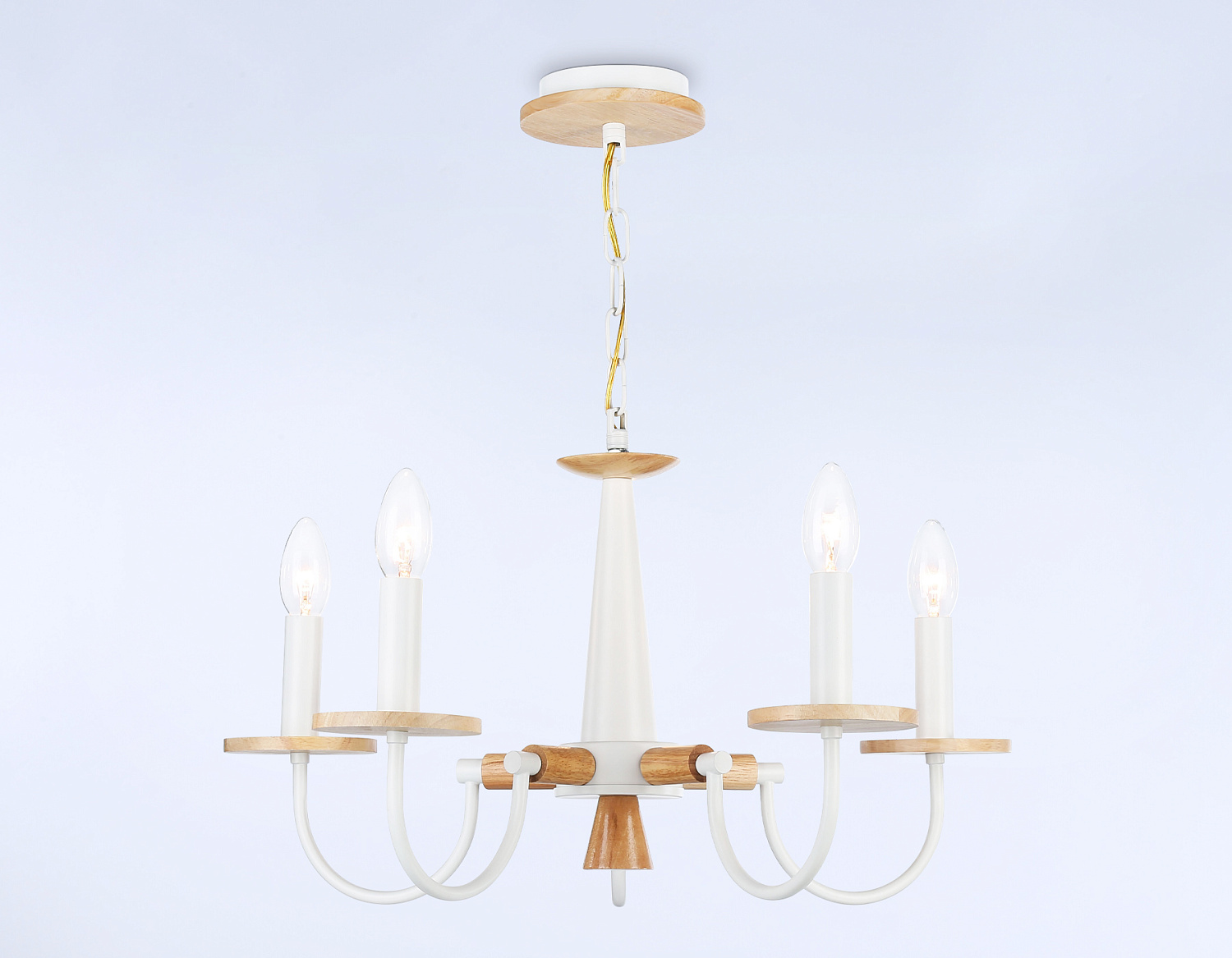 Подвесная люстра TR9592/5 WH/LW белый/светлое дерево E14/5 max 40W D555*660