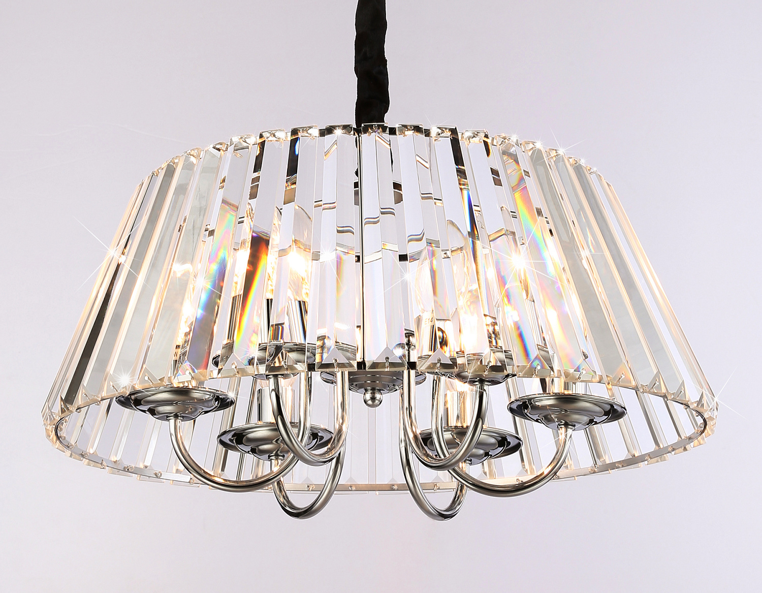 Подвесная люстра с хрусталем TR5038/6 CH/CL хром/прозрачный E14/6 max 40W D496*256