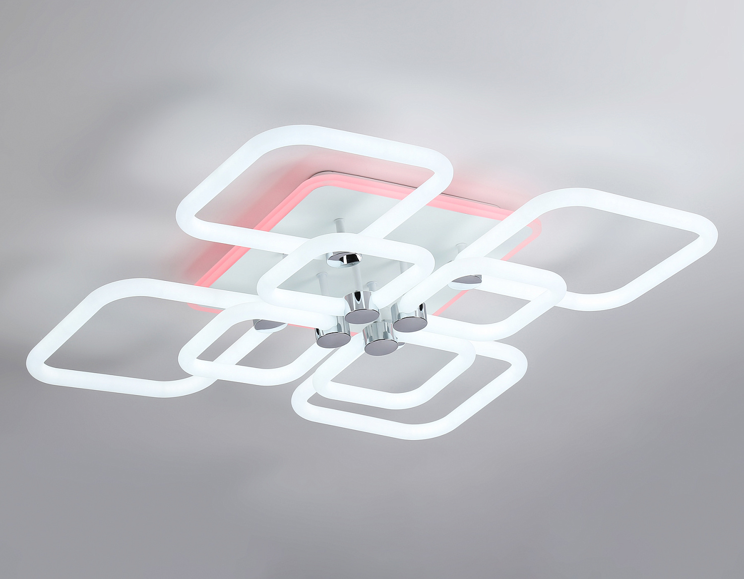 Светодиодный потолочный светильник с подсветкой FA3866/4+4 WH белый 144W 3000K-6400K+RGB 627*627*121 (ПДУ РАДИО 2.4G)