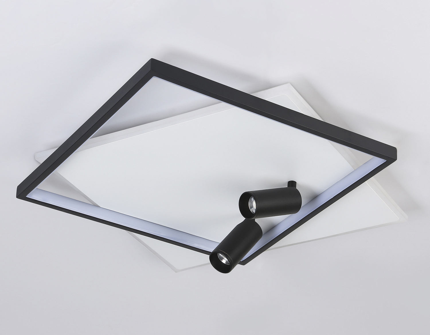 Настенно-потолочный светодиодный светильник с пультом FL5138/2+2 WH/BK белый/черный 77W 3000K/4200K/6400K+4200K 505*493*130 (ПДУ ИК)