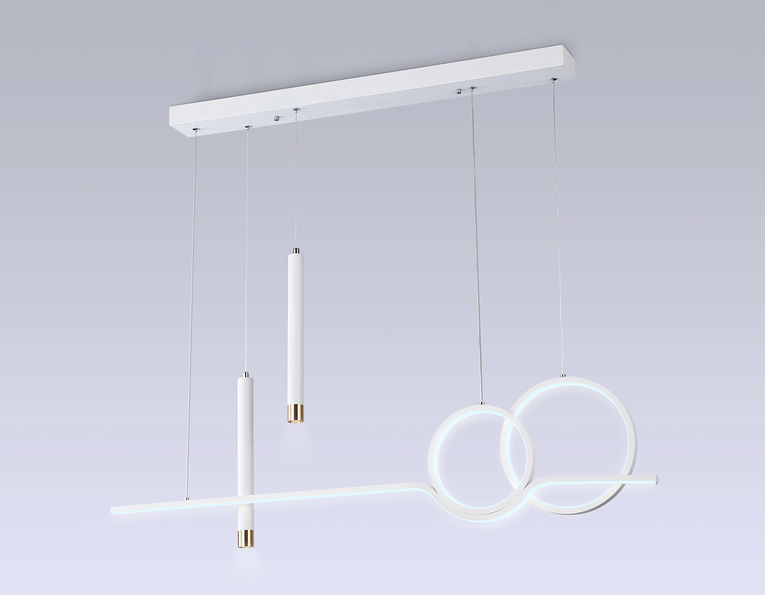 Подвесной светодиодный светильник с пультом FL5393/5 WH белый 3000K/4200K/6400K+4200K 62W 1000*75*1200 (ПДУ ИК)