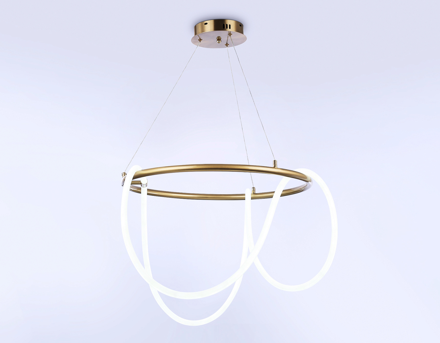 Подвесной светодиодный светильник с пультом FL10503 BS латунь 3000K/4200K/6400K 74W D600*1200 (ПДУ РАДИО 2.4G)