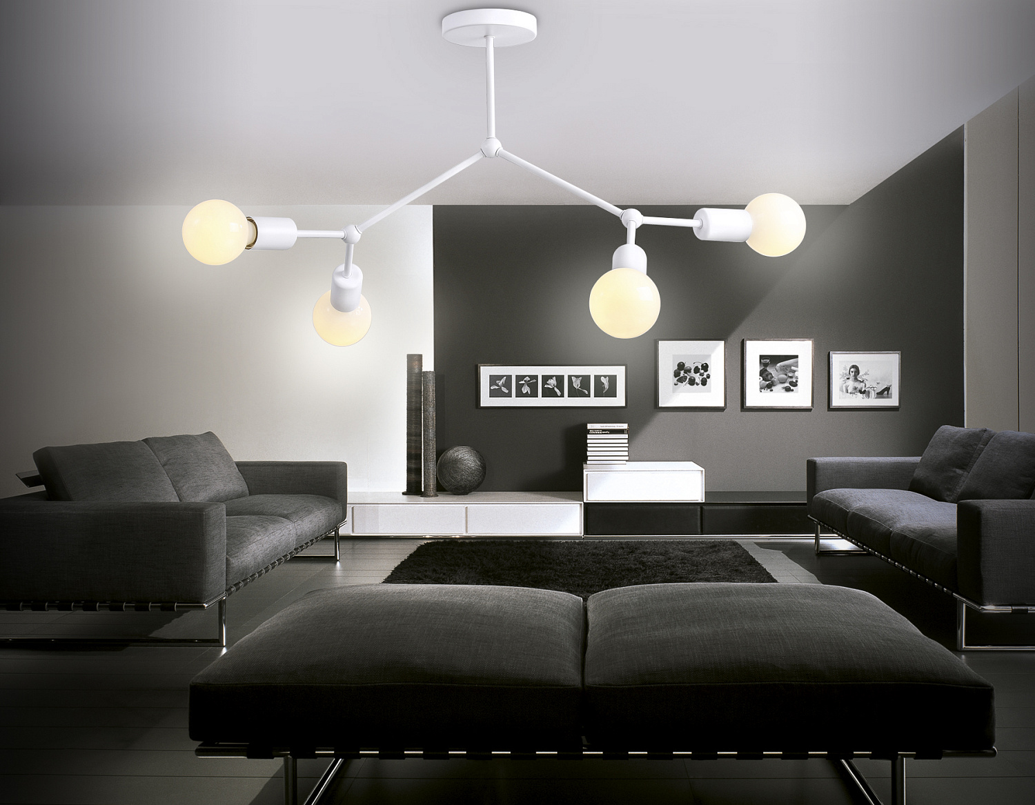 Потолочный светильник в стиле лофт TR8031/4 WH белый E27*4 max 40W D670*440