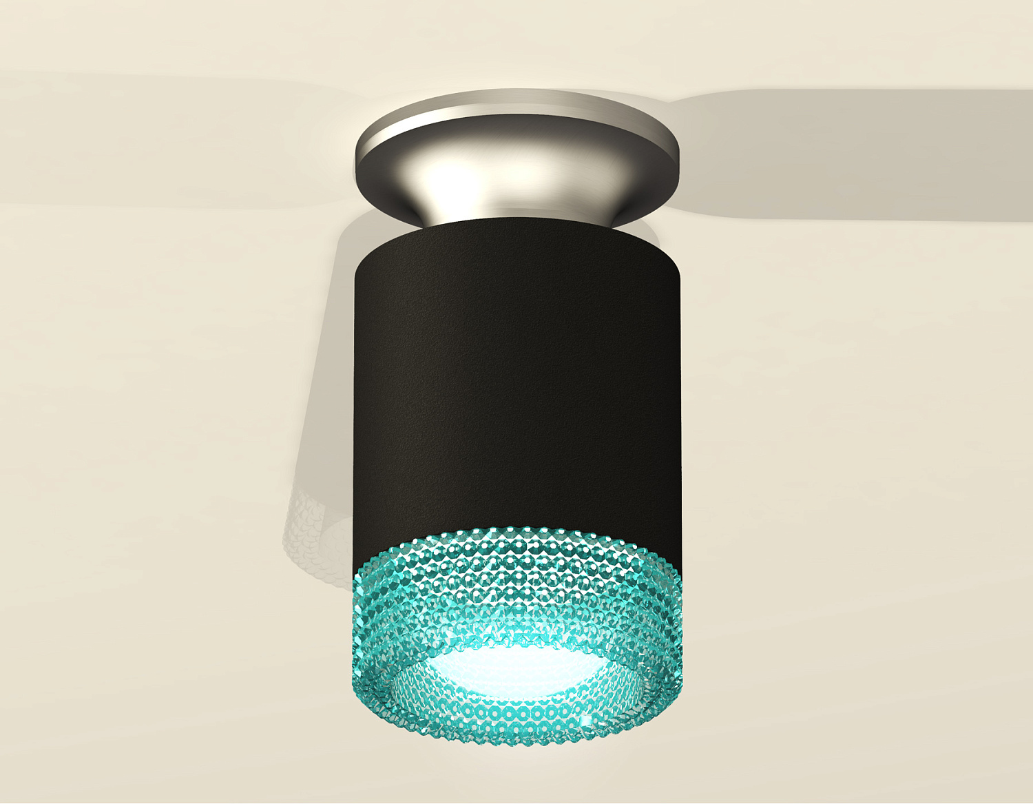 Комплект накладного светильника с композитным хрусталем XS6302142 SBK/MCH/BL черный песок/хром матовый/голубой MR16 GU5.3 (N6904, C6302, N6153)