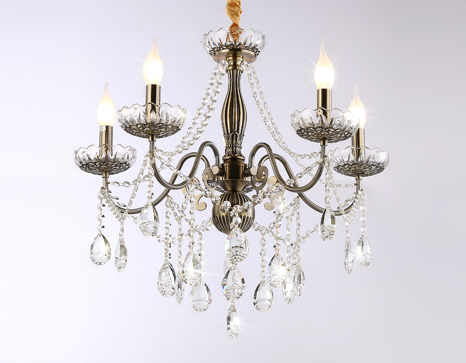 Подвесная классическая люстра с хрусталем TR4949/5 SB/CL бронза/прозрачный E14/5 max 40W D620*585