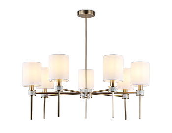 Люстра с абажурами на штанге LH72373/7 DBS/WH темная латунь/белый E14/7 max 40W D840*720