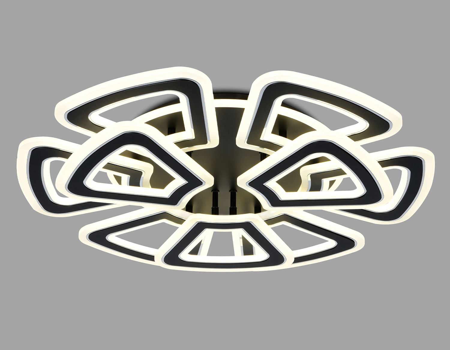 Управляемый светодиодный светильник FA8893/6+3 BK/CH черный/хром 210W 3000K/4200K/6400K 650*640*130 (ПДУ РАДИО 2.4G)