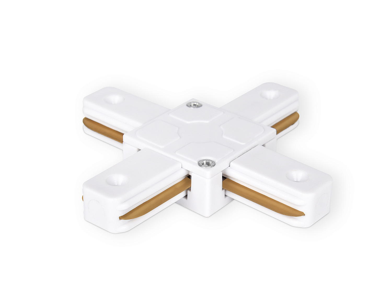 Коннектор Х-образный однофазный для соединения трековых шинопроводов GL7082 WH белый коннектор Х-образный однофазный для соединения трековых шинопроводов