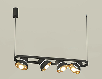 Комплект подвесного поворотного светильника XB9164081/4 SBK/PYG/CL черный песок/золото желтое полированное/прозрачный GX53 (С9164, N8145)