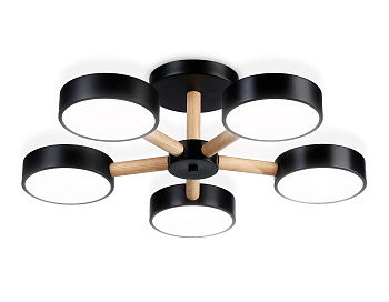 Подвесной светодиодный светильник с пультом FL4828/5 BK черный 3000K-6400K 65W D580*160 (ПДУ ИК)