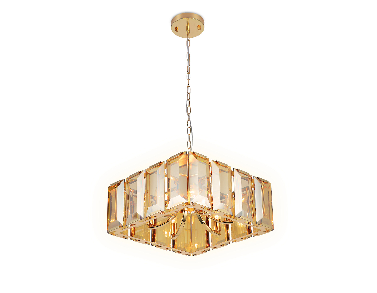 Подвесная люстра с хрусталем TR5149 GD/TI золото/янтарь E14/6 max 40W 500*500*1000