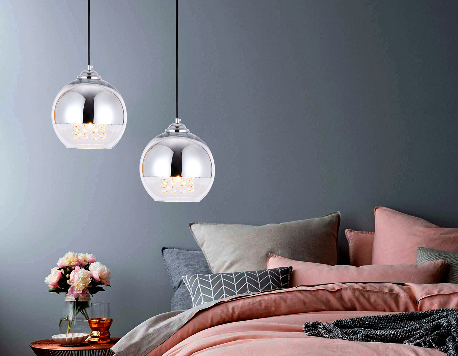 Подвесной светильник со сменной лампой TR3601 CH/CL хром/прозрачный E27 max 40W D200*1000