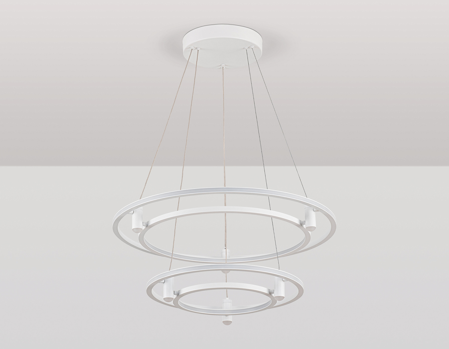 Подвесной светодиодный светильник FL5542/2+6 WH белый 90W 3000K/4200K/6400K D600/400*1300 (без ПДУ)