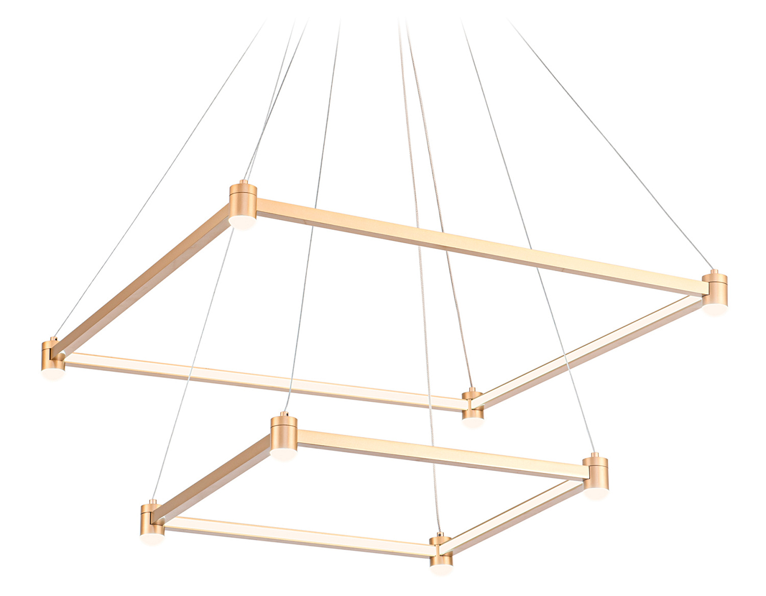 Подвесной светодиодный светильник FL5599/2+8 GD золотой 60W 3000K/4200K/6400K 600*600*1300 (без ПДУ)