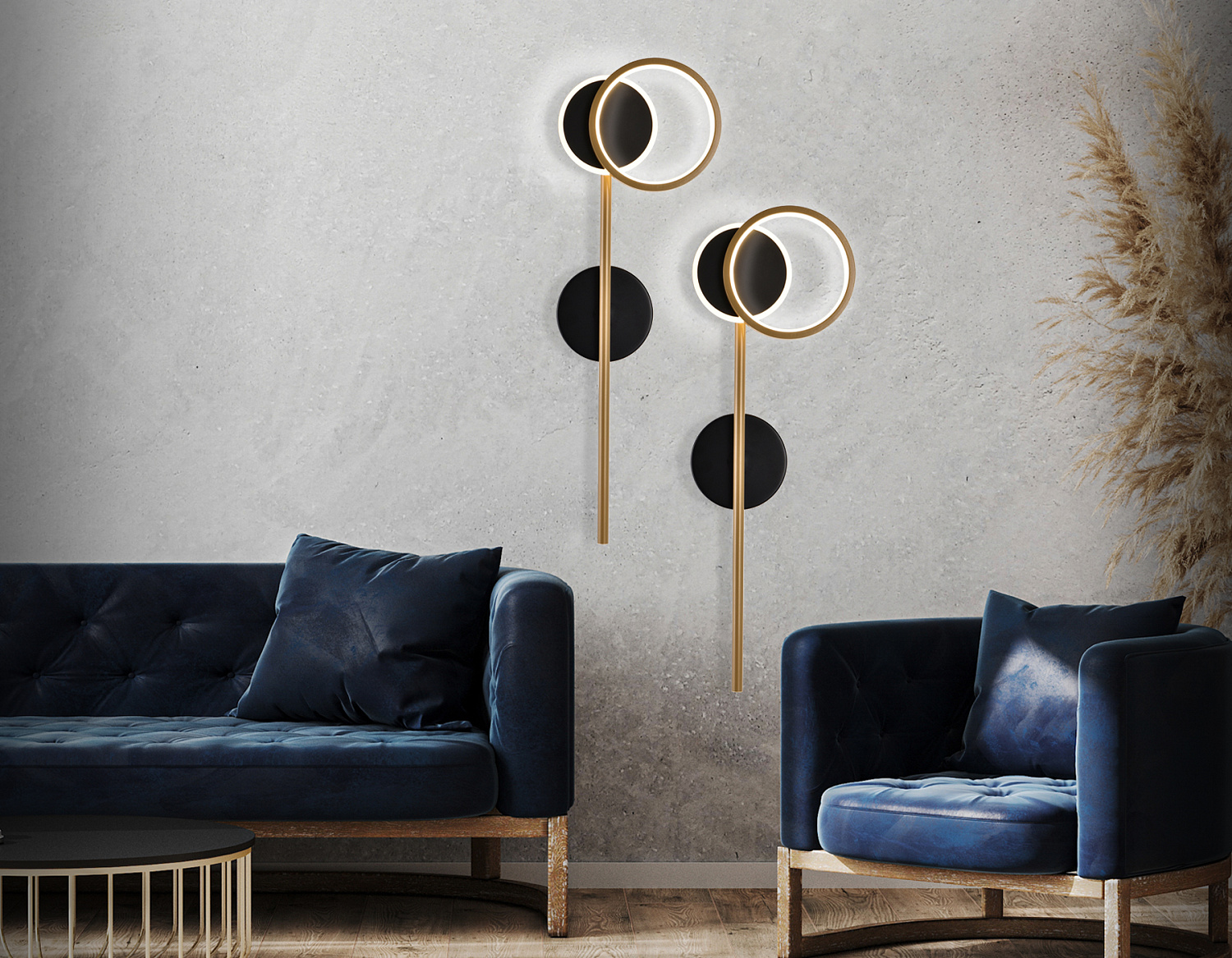 Настенный поворотный светодиодный светильник FL5192 SBK/GD черный песок/золото LED 3000K 9W 600*221*30