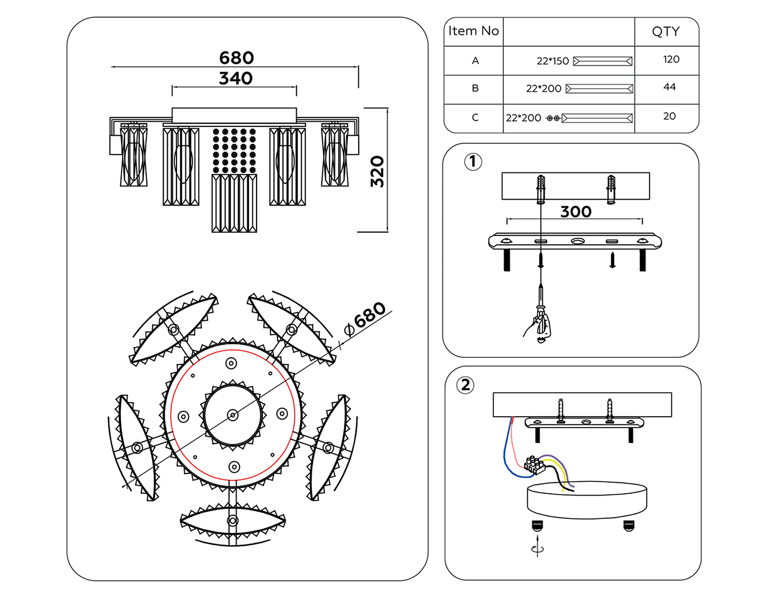 Потолочная люстра с хрусталем TR5093/10 GD/CL золото/прозрачный E14/10 max 40W D680*320