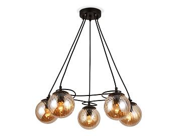Подвесная люстра TR9022/5 BK/TI черный/янтарь E14 max 40W D560*800