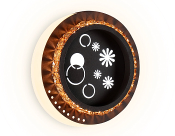 Настенный светодиодный светильник с хрусталем FA273 CF/TI кофе/янтарь LED 3000K+6400K 24W 200*180*50