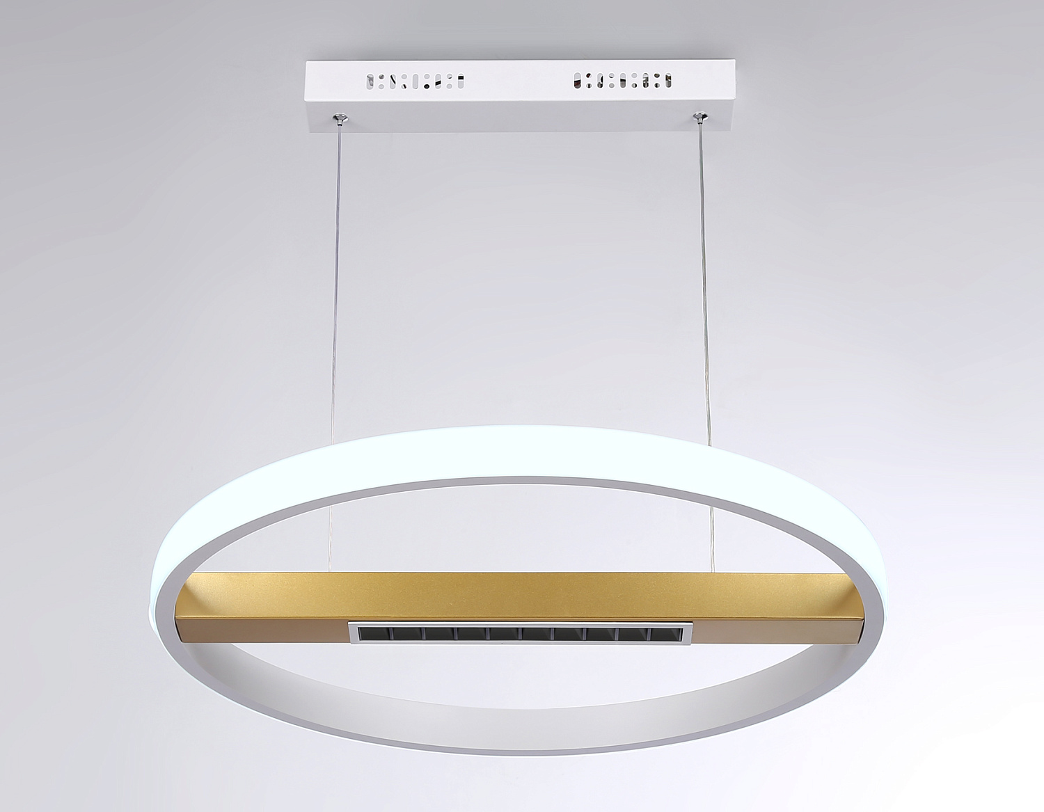 Подвесной светодиодный светильник с пультом управления FL51488 WH/GD белый/золото 62W 3000K-6400K D600*1000 (ПДУ ИК)