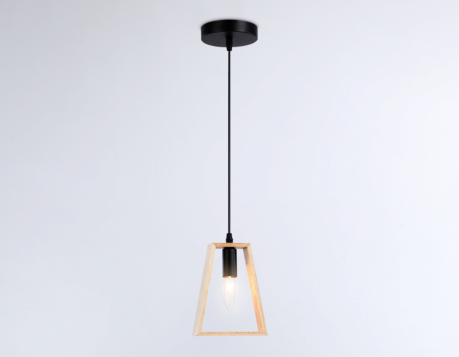 Подвесной светильник в стиле лофт TR80497 BK/LW черный/светлое дерево E14 max 60W D150*1000