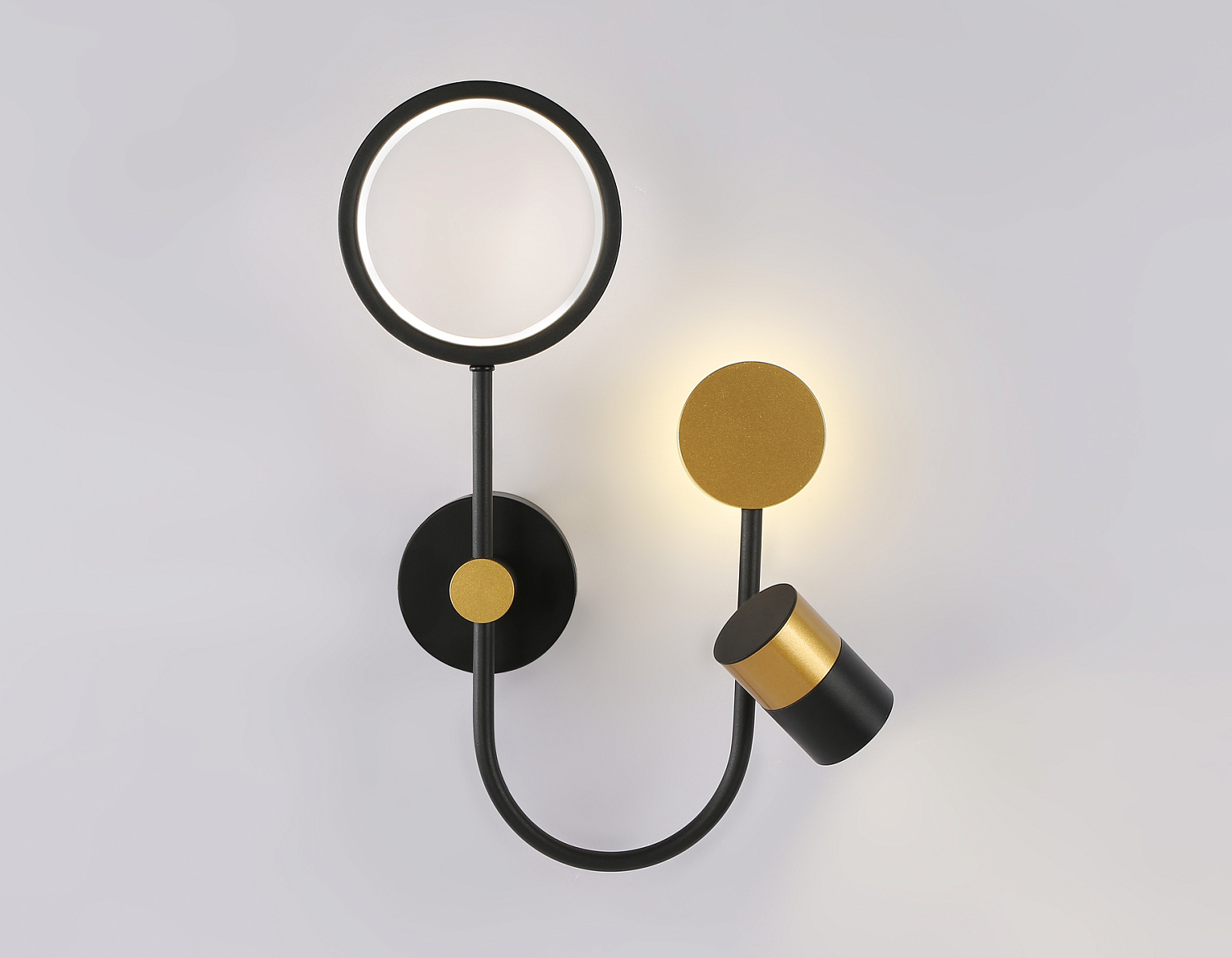 Настенный светодиодный светильник со сменной лампой FL51602/3 BK/GD черный/золото 11W 4200K+GU10 424*275*100