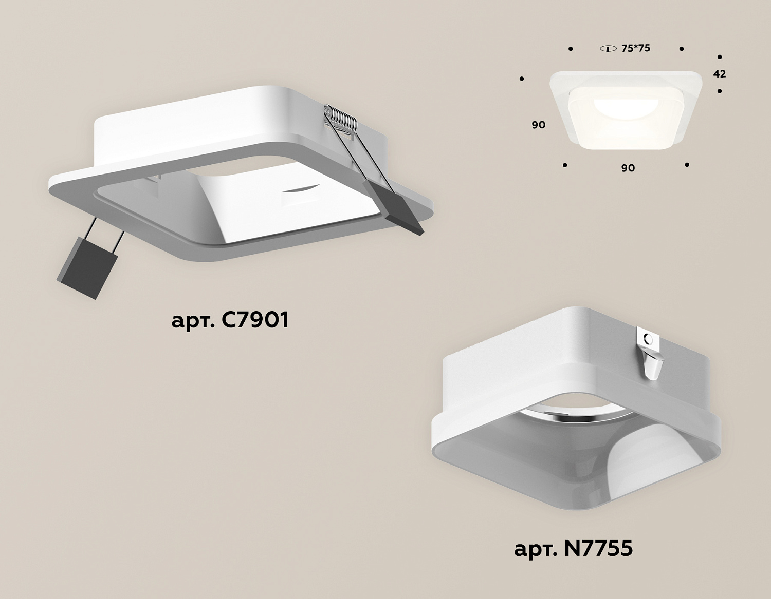 Комплект встраиваемого светильника с акрилом XC7901013 SWH/FR белый песок/белый матовый MR16 GU5.3 (C7901, N7755)