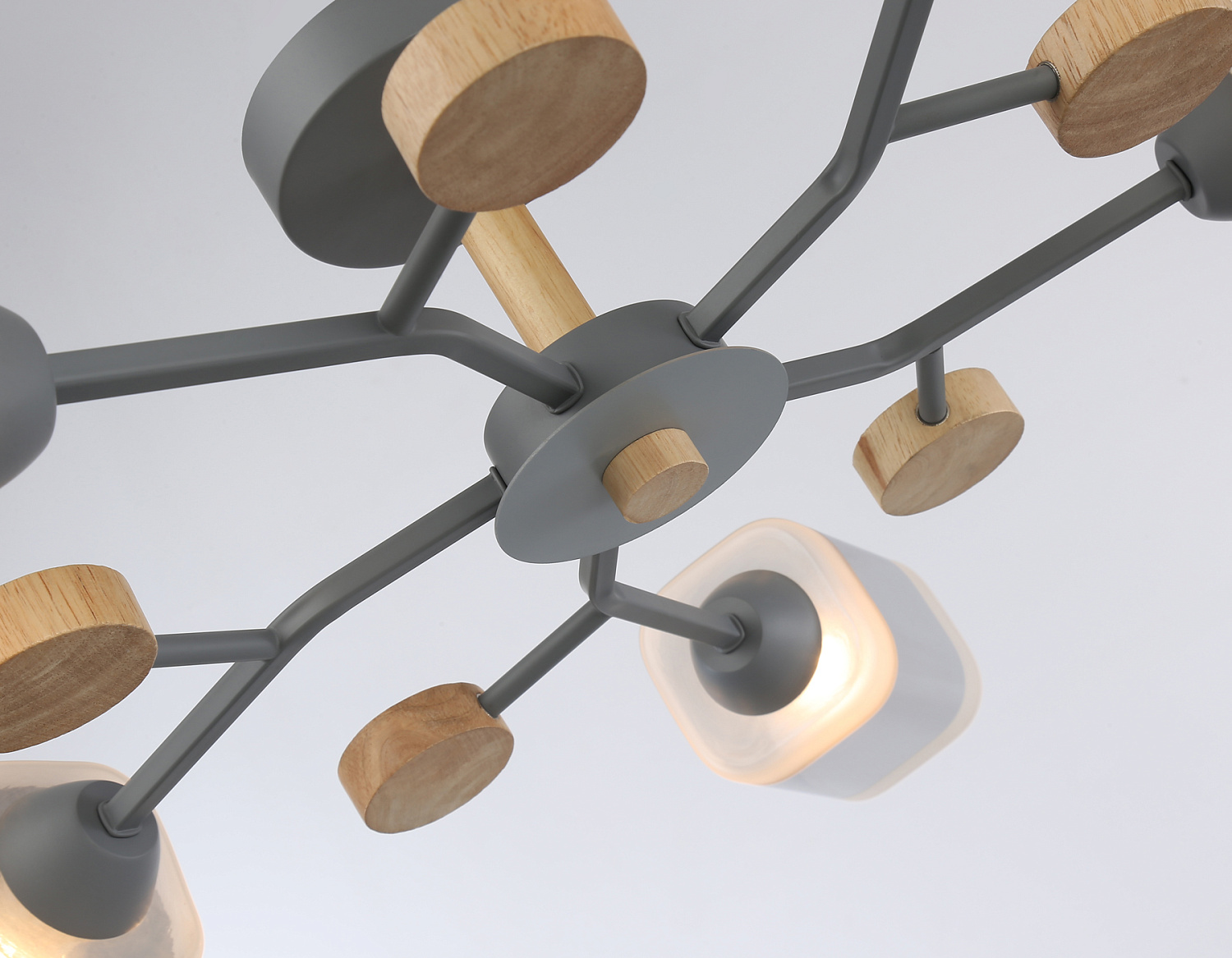 Подвесной светильник TR3033233/5 GR/LW/SM серый/светлое дерево/дымчатый E27*5 max 60W D700*180