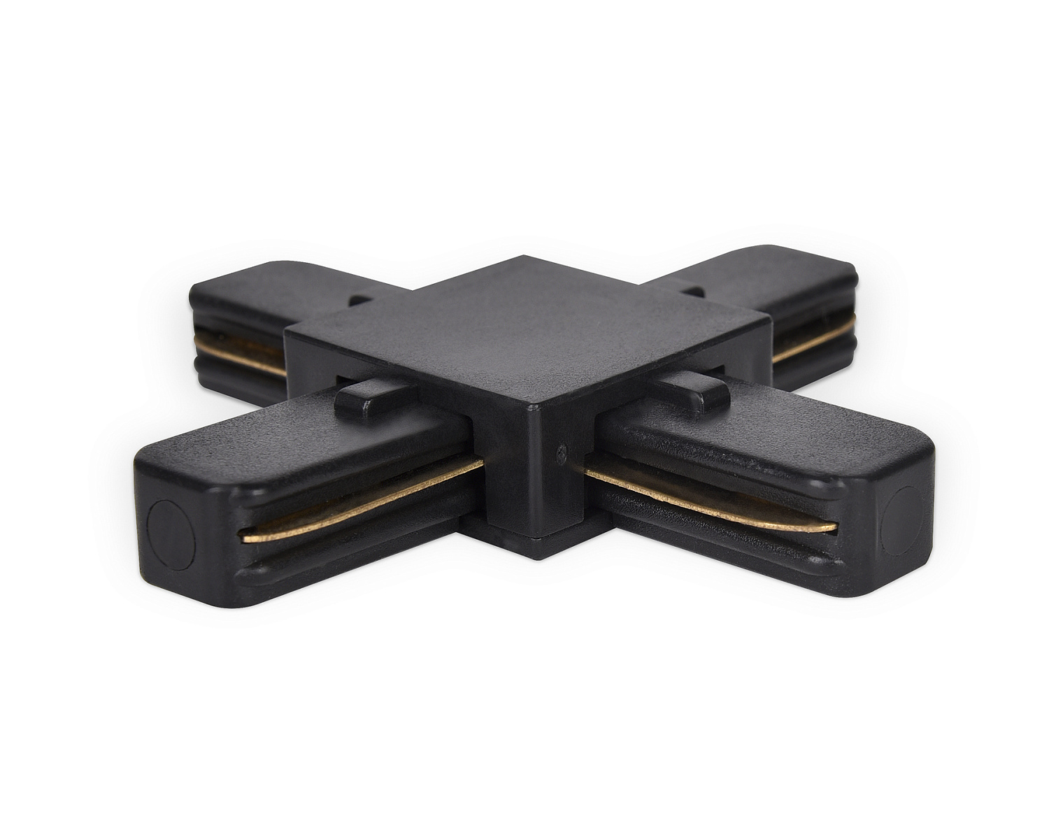 Коннектор Х-образный однофазный для соединения трековых шинопроводов GL7083 BK черный коннектор Х-образный однофазный для соединения трековых шинопроводов