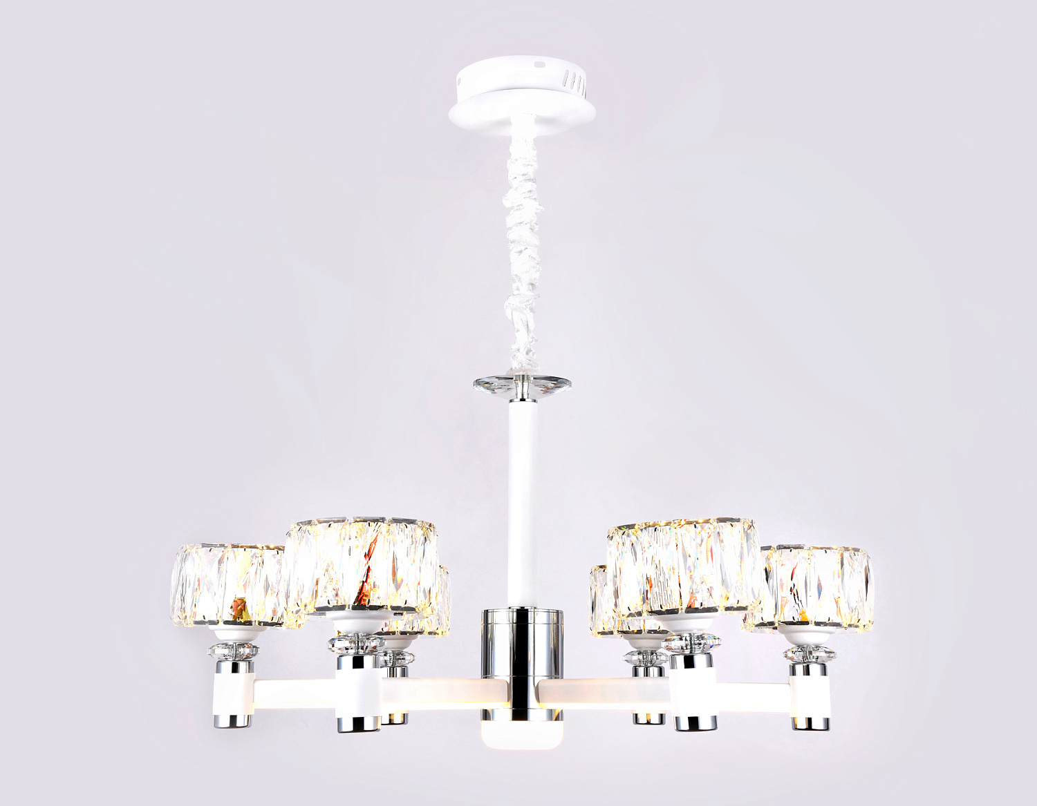 Подвесная светодиодная люстра TR4518/6 WH/CH белый/хром 120W D730*370 (Без ПДУ)