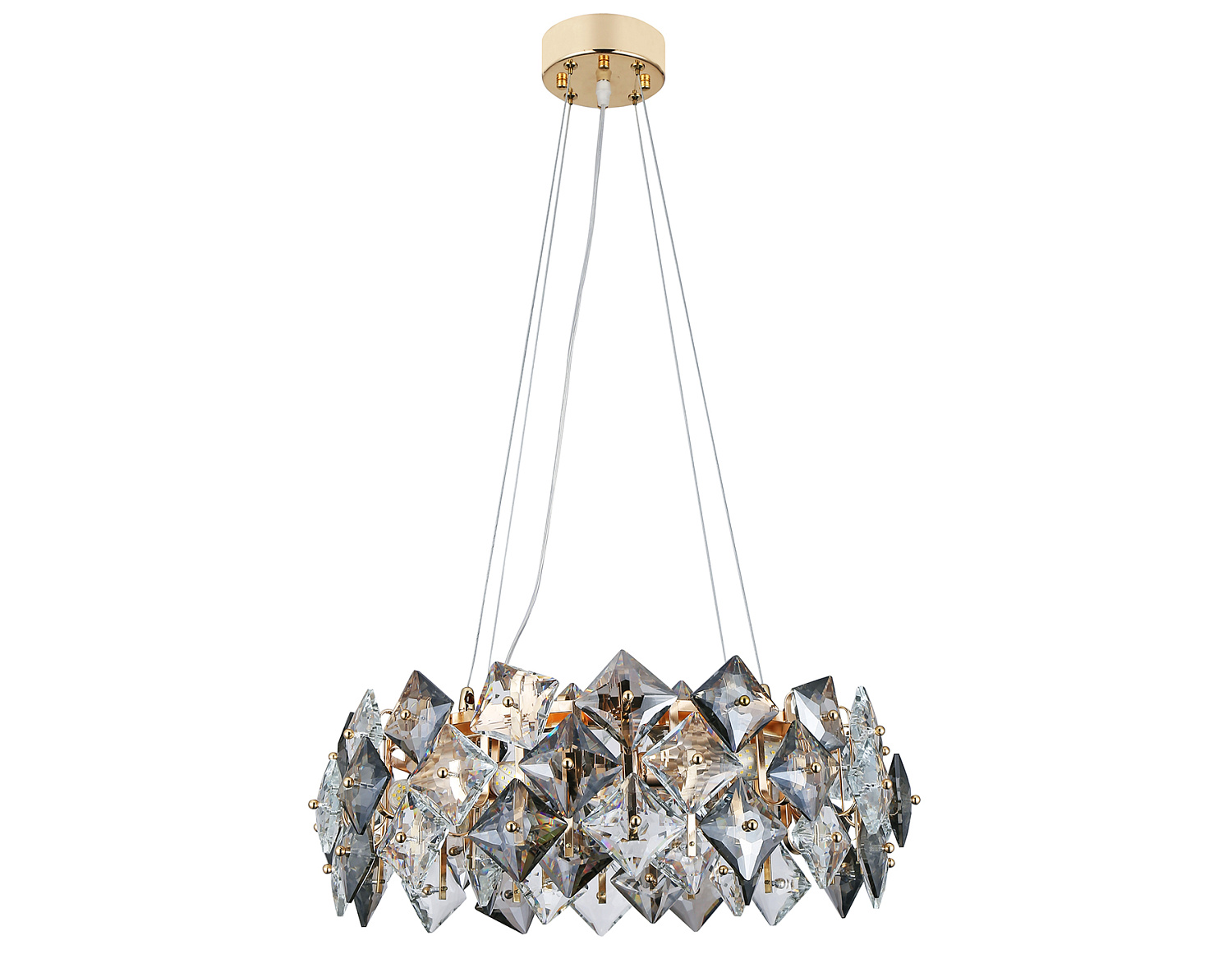 Подвесная люстра с хрусталем TR5186/6 GD/CL/SM золото/прозрачный/дымчатый E14/6 max 40W D550*1000