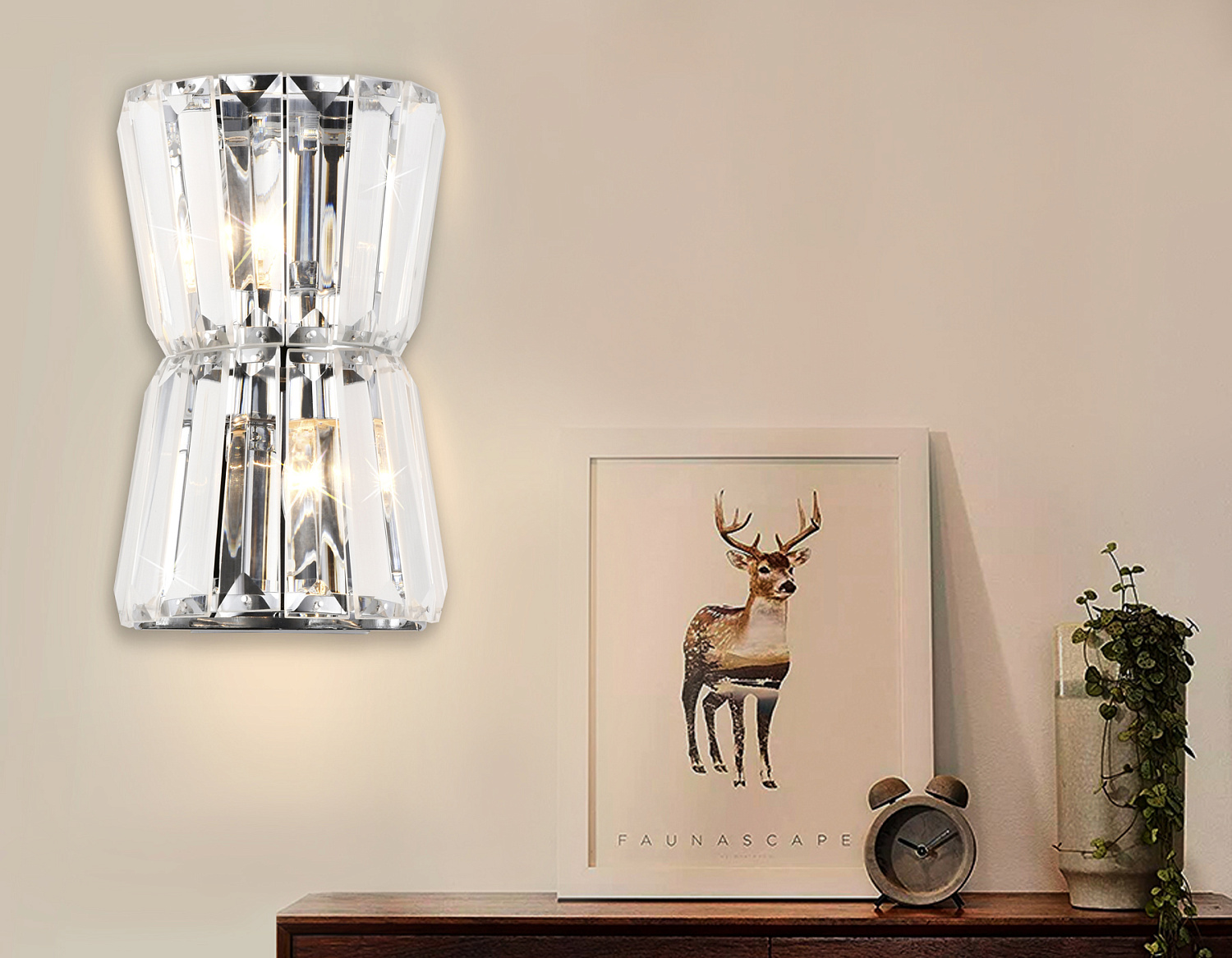 Настенный светильник с хрусталем TR5217/2 СН/CL хром/прозрачный E14/2 max 40W 245*150*110